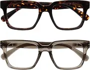 OPULIZE Era Blue Light Glasses, Brown Tortoiseshell/Transparent Grey - Clear Lens - 2 Pack, 1mm