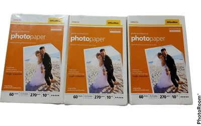 Lot of 3 OfficeMax Glossy 4x6 Photo Paper *NEW* OM96750