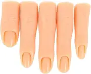 FOMIYES Professional Nail Art Practice 5 Pack Silicone Nail Training Fingers Hand Mannequin Flexible Joints Realistic Display