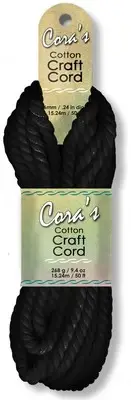Pepperell Cara's Cotton Craft Cord 6mmx50'-Black CCC6-02