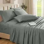 Extra Deep Pocket King Sheets Set - 6 Piece Light Grey Sheets Set - Fits 18-24 I