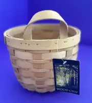 NWT Small Round Wood Chip Handwoven Hanging Basket SALE!