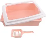 VERDANVERSE Semi Enclosed Cat Litter Box with High Detachable Fences Splashing Design Spacious and Comfortable for Cats Easy Monitoring Without Disturbance for Kittens and Small Pets