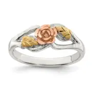 Sterling Silver 12K Gold Accents Rose Ring Size 8 2.51gm Gift for Mother