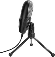 USB PC Microphone - 3.5mm Condenser Microphone with Tripod Stand, Compatible with Desktop,Laptop,Computer, Plug and Play, Black (Black)