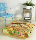 35" Square Patchwork Large Indian Floor Cushion Decorative Ethnic Pillow Cover