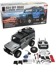 1/10 RC Crawler Car Realistic Structure Openable Door Climbing Car Toy with 9KG Waterproof Steering Gear Grey Suitable for Boys Model Lovers and Friends with 2 Modes High