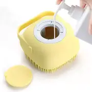 Pet Grooming Bath Brush with Soap Dispenser for Dogs and Cats (Yellow)