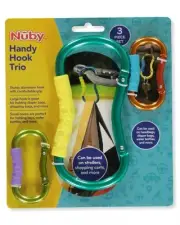 3 Piece Nuby On The Go Handy Hook Trio Carabiner For Strollers Camping Backpacks