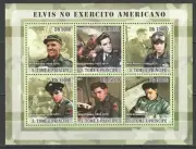 FRANCOBOLLI STAMP 2008 S.TOME & PRINCIPE MILITARY & WAR ELVIS PRESLEY IN ARMY S
