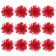 12-Pack Chiffon Flowers 3.94 x 3.94" Fabric Flowers for Craft [Red]