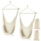 2 Pcs Hanging Hammock Chair Boho Swing Chair Indoor Outdoor Cotton Rope