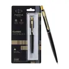 Parker Classic Matte Black Gold Trim Ball Pen Quink Flow Refill 1 Count