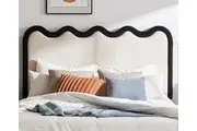 Cole White Boucle Fabric Bed Head - Double