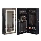 Armoire with LED Lighted Mirror Wall Door Mounted Frameless Mirror with 3 Color