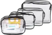 4PCS PVC Toiletry Bag Clear Transparent Plastic Travel Cosmetic Make up Zipper