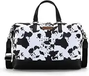 [Montana West] Wrangler Travel Duffle Bag for Women Oversized Cow Print Weekender Bag Overnight Bag, Black