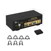 CKLau 2 Port USB 3.0 Dual Monitor KVM Switch Displayport 1.4 + HDMI 2.1 Suppo...
