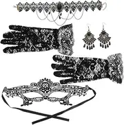 [VALICLUD] 1 Set Gloves Necklace Earring Set Masquerade Ladies Costume