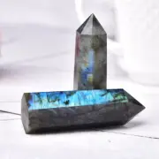 Natural Labradorite Quartz Crystal Wand Point Obelisk Energy Reiki Stone 40-50mm