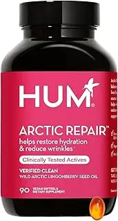 HUM Arctic Repair - Anti-Aging Supplement - Vitamins A & E Rejuvenate Skin Hydration - Omega 3, 6 & 9 with Lingonberry Seed Oil to Help Diminish Appearance of Wrinkles (90 Vegan Softgels)