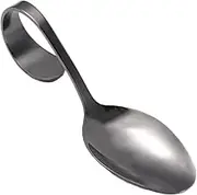 AUTSUPPL Hotel Buffet Stainless Steel Spoons Curved Handle Serving Utensils Black