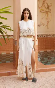 [ALÉMAIS] Rosemary Embroidered Linen-Blend Top