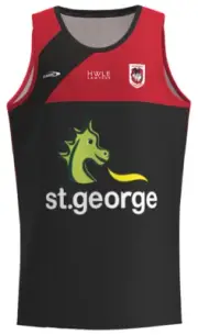 St George Illawarra Dragons Black Training Singlet Medium - 5XL NRL Classic 23