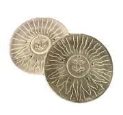 soap stone coasters, sun face carving. Pair
