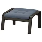 POÄNG footstool, black-brown/Gunnared blue