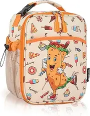 Kids Lunch Box, Insulated Lunch Bag for Teen Girl Boy, Lunch Boxes for Kids with Water Bottle Holder for School, Cute Lunchbox Kawaii Small Lunch Tote Toddler (Burritos)