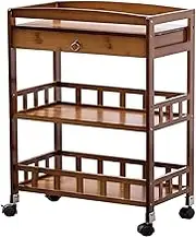 Kitchen Cart Vintage Style Rolling Cart Quiet Comfortable Wine Cart with Guardrail and Industrial Style Wheels Bar Cart on Wheels Drink Cart