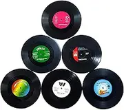 Vinyl Record Coasters - 6Pcs Retro Music Disk Coasters for Music Lovers - Funny Drink Mats With Gift Box