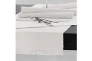 Cotton Ribbed Table Runner Marshmallow by Hoydu