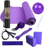 Yoga Kits for Home Workout,Yoga Mat with Carrying Bag - Fitness Equipment for Pilates, Floor Exercises, Includes Resistance Band, Stretch Band