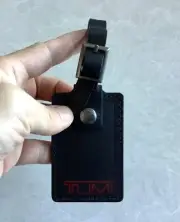 NEW TUMI Dark Brown / Red Leather Name Tag For Any TUMI Luggage Bag Backpack
