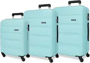 [ROLL ROAD] Flex Suitcase Set Blue 55/65/75 cm Rigid ABS Combination Lock Side 182L 9.6 kg 4 Wheels Hand Luggage, Blue, Suitcase Set, Blue, Suitcase Set