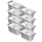 VEVOR 8 Pack Hotel Pans, 1/3 Size Anti-Jam Steam Pan with Lid, 0.8mm Thick Stainless Steel Steam Table Pan, 6-Inch Deep Commercial Table Pan, Catering