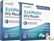 OraCoat XyliMelts Dry Mouth Relief Moisturizing Oral Adhering Discs Slightly Sweet with Xylitol, For Dry Mouth, Stimulates Saliva, Non-Acidic, Day and Night Use, Time Release for up to 8 Hours (80) 2 Packs
