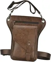 kokiya Hip Bum Bag Thigh Drop Leg Bag for Men Women Multi Pockets Design Fashionable Practical Adjustable Leg Strap Leg Pouch, Brown