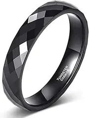 [Wozya] Faceted Edge Tungsten Wedding Rings Engagement Band for Women Men Comfort Fit