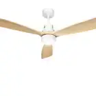 Devanti 52'' Ceiling Fan AC Motor LED Light Remote - Light Wood