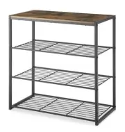 4 Tier Black Shoe Rack Wire Laminate Shelf Modern Industrial Storage Organizer
