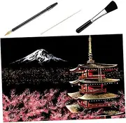 Vaguelly DIY Kit 4pcs Night View Scratch Drawing Scratchboard Bamboo Stick Pen for Boys and Girls Adults
