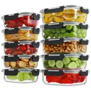 10 Pack Glass Meal Prep Containers with Locking Lids, Glass Food Storage Cont...