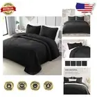 California King Quilt Set: Lightweight Black Geometric Bedspread for All Seasons