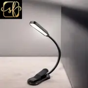 Black 7 LED Book Light USB Rechargeable Reading Light 3-Level Warm Cool White Da
