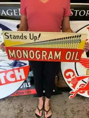 Antique Vintage Old Style Sign Monogram Motor Oil Made USA