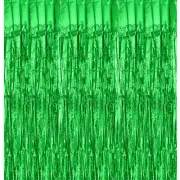 3 Pack Foil Fringe Backdrop Curtains 3.3x8.2 Feet Bling Green Streamers