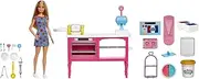 Barbie Doll and Accessories, “Malibu” Doll and 18 Pastry-Making Pieces Including Sculpting Dough and Molds, It Takes Two Café Playset
